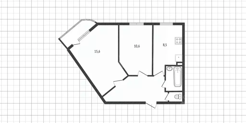 2-к кв. Белгородская область, Белгород ул. Макаренко, 42 (46.7 м) - Фото 2
