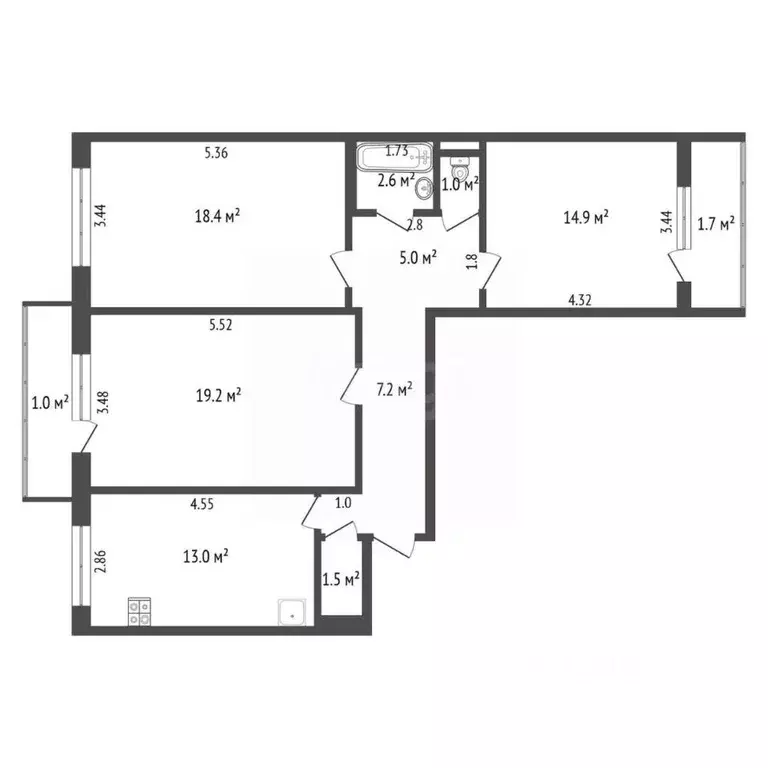 3-к кв. Мордовия, Саранск ул. Маринина, 19 (85.0 м) - Фото 1