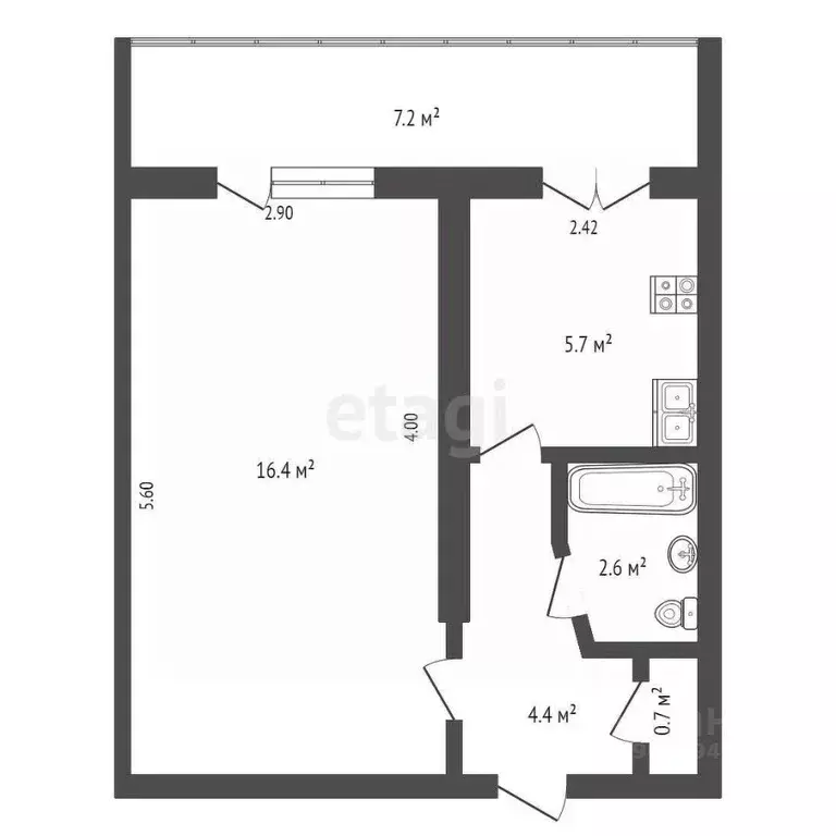 1-к кв. Крым, Ялта ул. Горького, 6 (38.0 м) - Фото 1