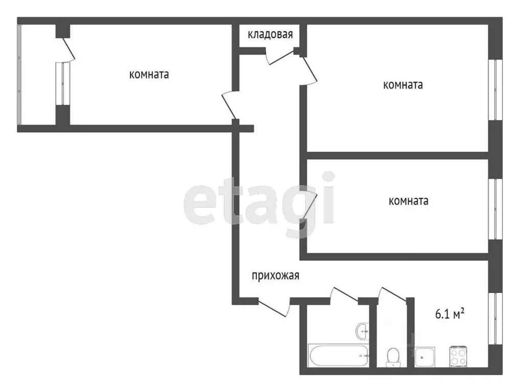 3-к кв. Москва Анадырский проезд, 47К1 (59.6 м) - Фото 2