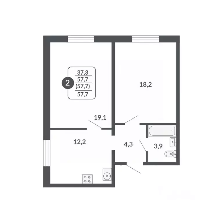 2-к кв. Кировская область, Киров  (57.7 м) - Фото 0
