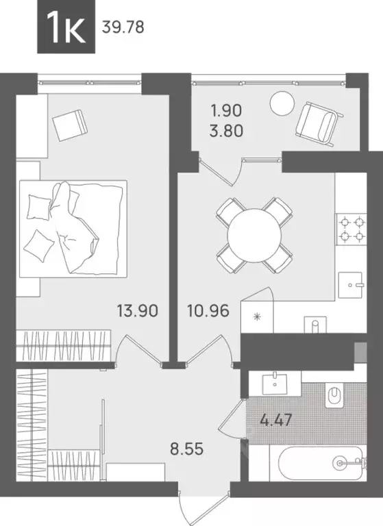 1-к кв. Калининградская область, Светлогорск Новая ул., 22к1 (39.78 м) - Фото 1