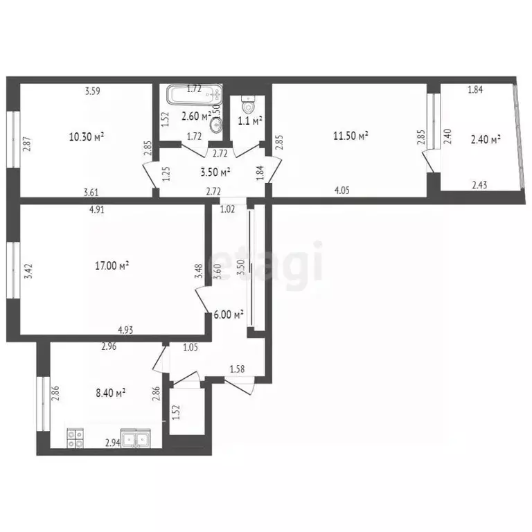 3-к кв. Тамбовская область, Тамбов бул. Энтузиастов, 2Б (62.9 м) - Фото 1