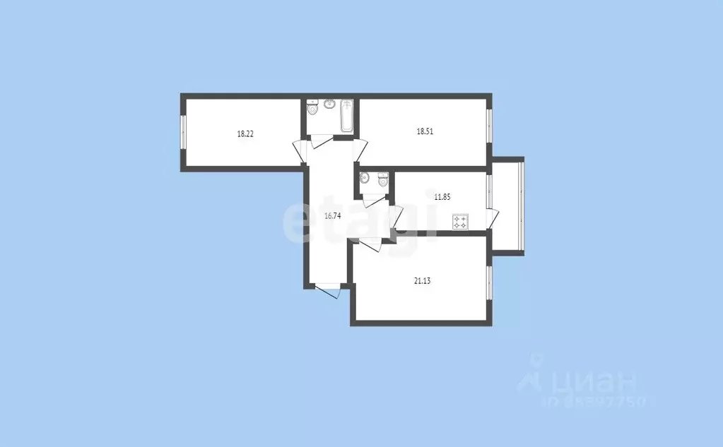 3-к кв. Карачаево-Черкесия, Черкесск Октябрьская ул., 92 (97.8 м) - Фото 1