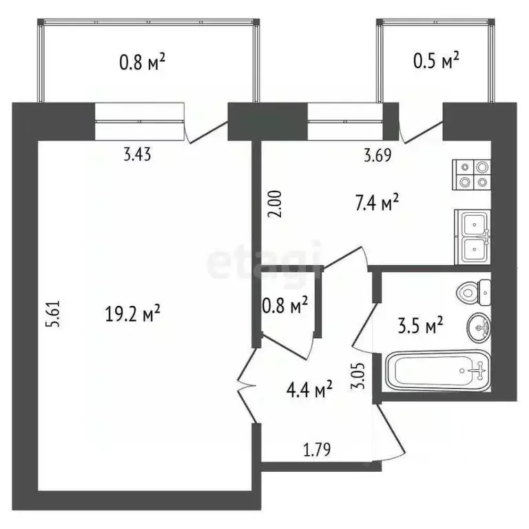 1-к кв. Крым, Саки ул. Прохорова (35.3 м) - Фото 2