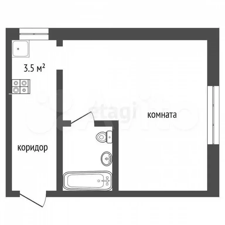 1-к. квартира, 16,5 м, 5/5 эт. - Фото 0
