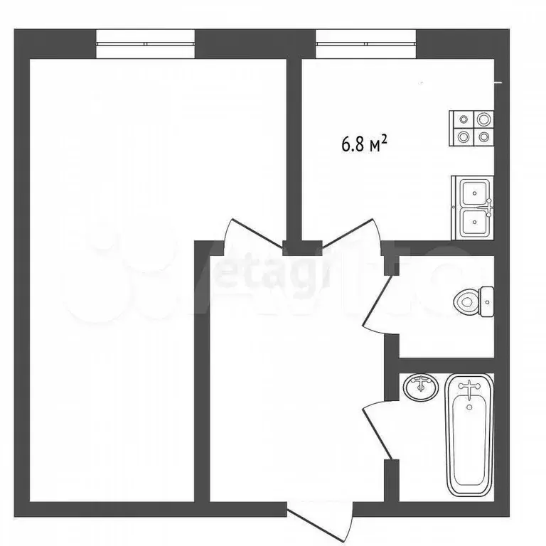 1-к. квартира, 36,5 м, 1/5 эт. - Фото 0