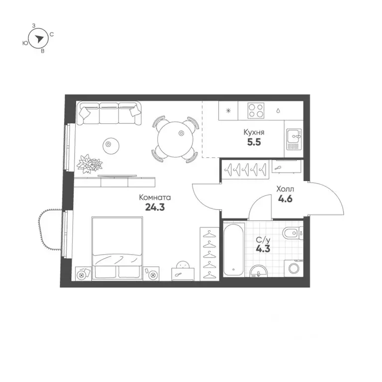 Студия Свердловская область, Екатеринбург Солнечный жилрайон,  (38.7 ... - Фото 1
