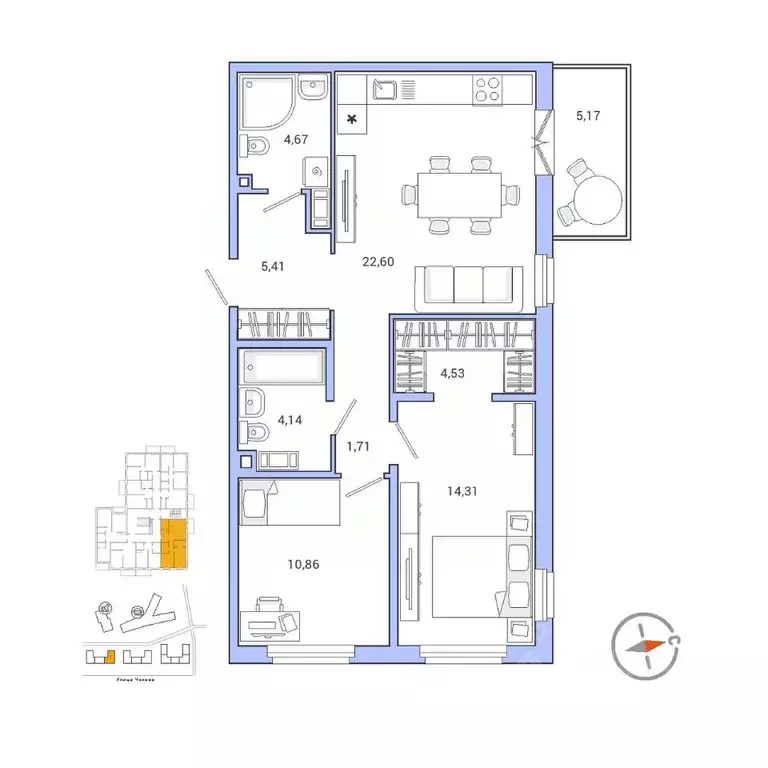 2-к кв. Ленинградская область, Гатчина ул. Чехова, 39 (70.0 м) - Фото 1