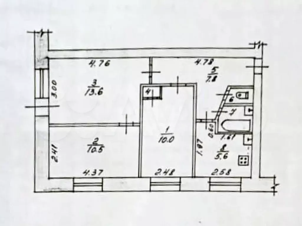 3-к. квартира, 51 м, 2/5 эт. - Фото 0