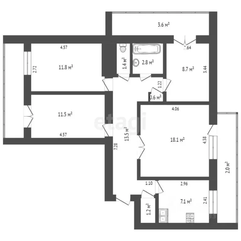 4-к кв. Крым, Евпатория ул. Имени 60-летия Октября, 22А (76.7 м) - Фото 2