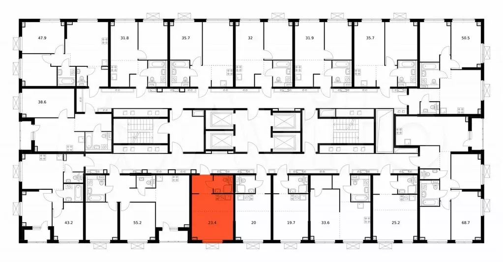Квартира-студия, 23,4 м, 30/30 эт. - Фото 1
