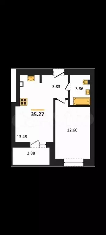 1-к. квартира, 36,7 м, 8/9 эт. - Фото 1