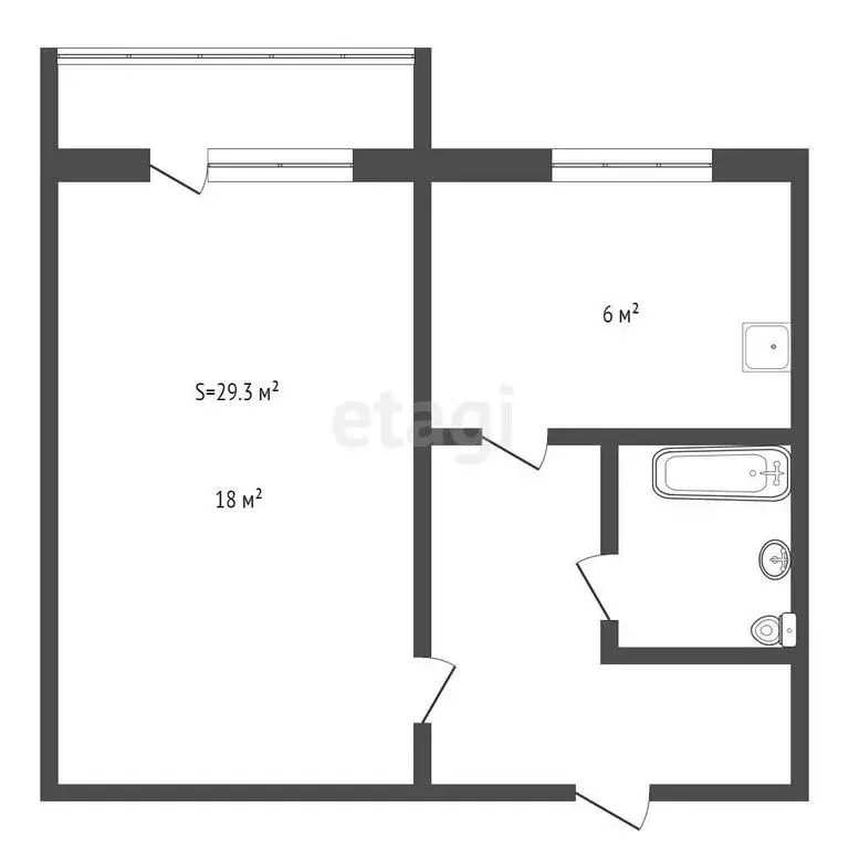 1-комнатная квартира: Дятьково, 13-й микрорайон, 6 (29.3 м) - Фото 0