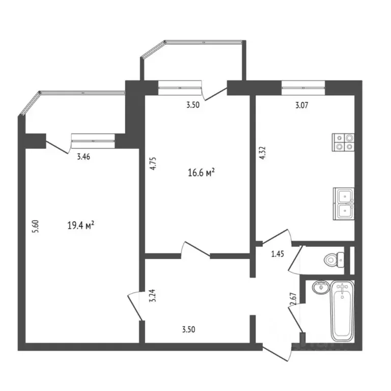 2-к кв. Тюменская область, Тюмень Широтная ул., 104к1 (65.0 м) - Фото 2
