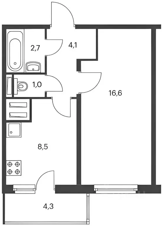 1-к кв. Ленинградская область, Всеволожский район, д. Новое Девяткино ... - Фото 2