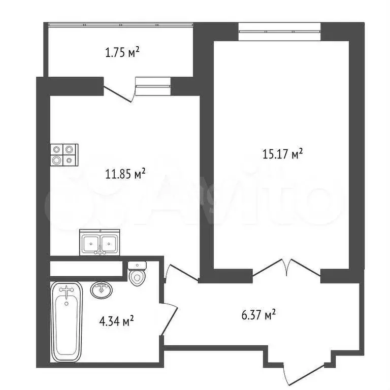1-к. квартира, 35 м, 4/10 эт. - Фото 0