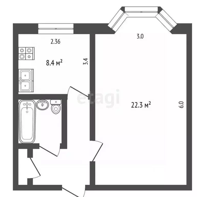 1-к кв. Ямало-Ненецкий АО, Новый Уренгой Сибирская ул., 17 (38.7 м) - Фото 2