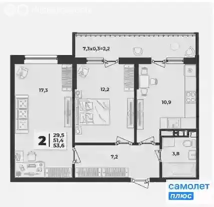 2-комнатная квартира: Краснодар, улица имени Генерала Корнилова, 1к1 ... - Фото 0