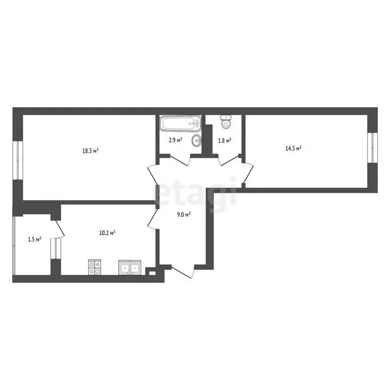 2-комнатная квартира: Светлогорск, Майский проезд, 4А (58 м) - Фото 0