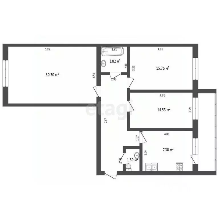 3-к кв. Мордовия, Саранск Мордовская ул., 35к192 (87.9 м) - Фото 2