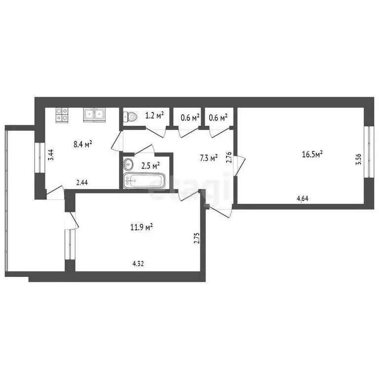 2-комнатная квартира: Евпатория, проспект Победы, 58 (49 м) - Фото 0