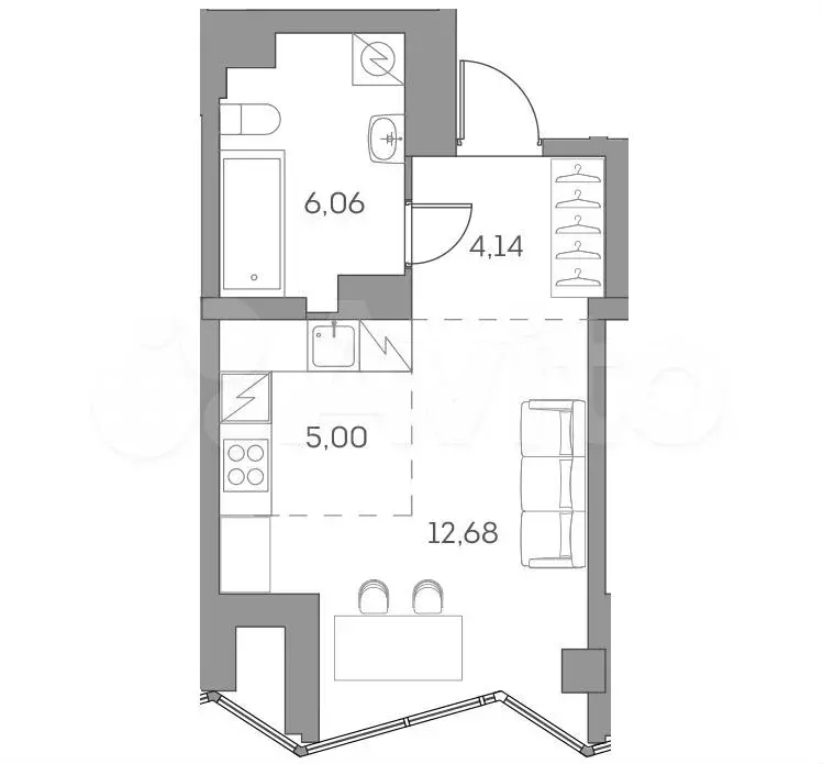 Квартира-студия, 27,9 м, 18/28 эт. - Фото 0