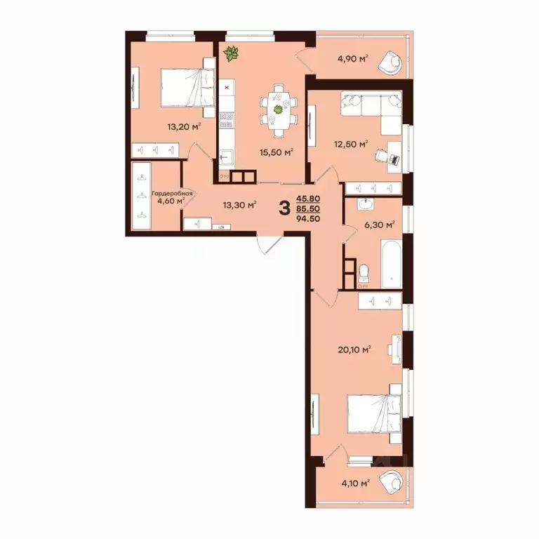 3-к кв. Владимирская область, Владимир ул. Чайковского, 7 (94.5 м) - Фото 1