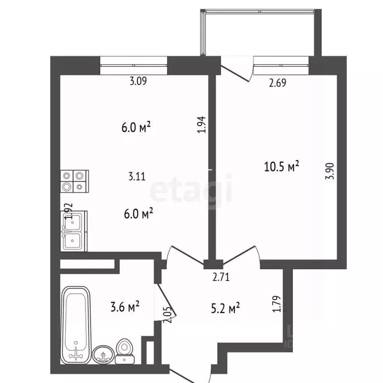 2-к кв. Пермский край, Пермь Белозерская ул., 30А (31.3 м) - Фото 2