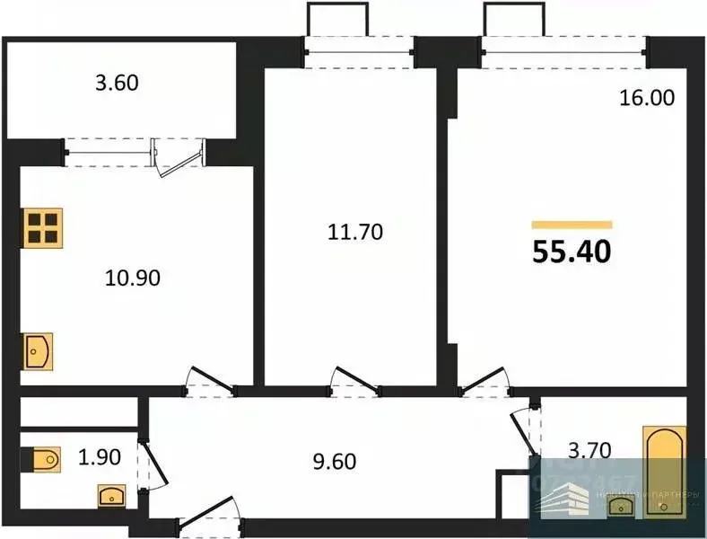 2-к кв. Воронежская область, Воронеж бул. Содружества, 6 (55.6 м) - Фото 1
