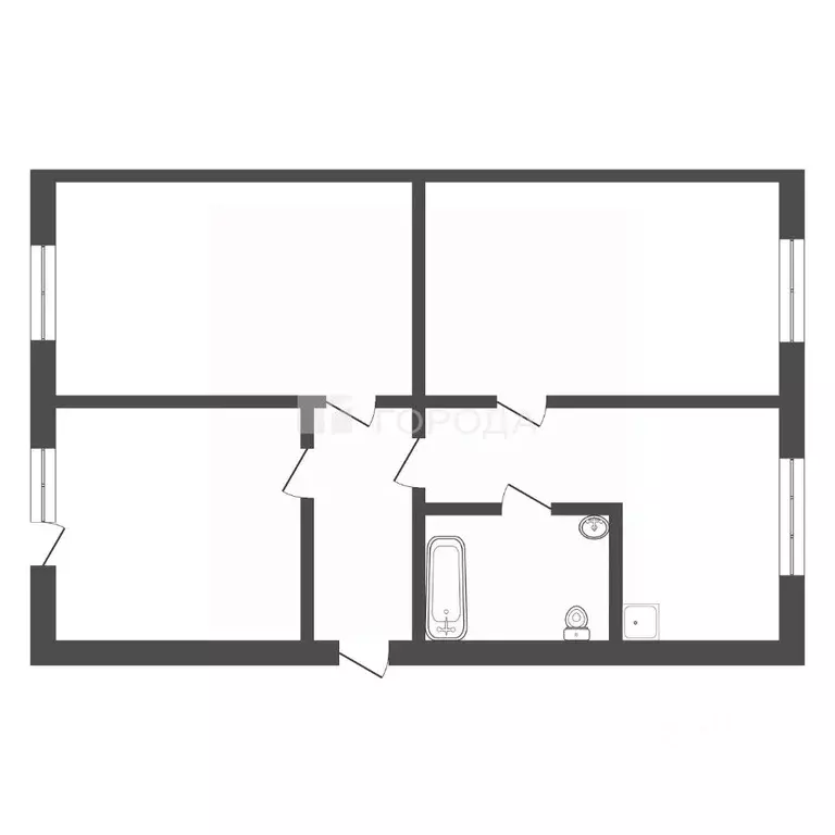 3-к кв. Кемеровская область, Новокузнецк ул. Обнорского, 9 (75.5 м) - Фото 2