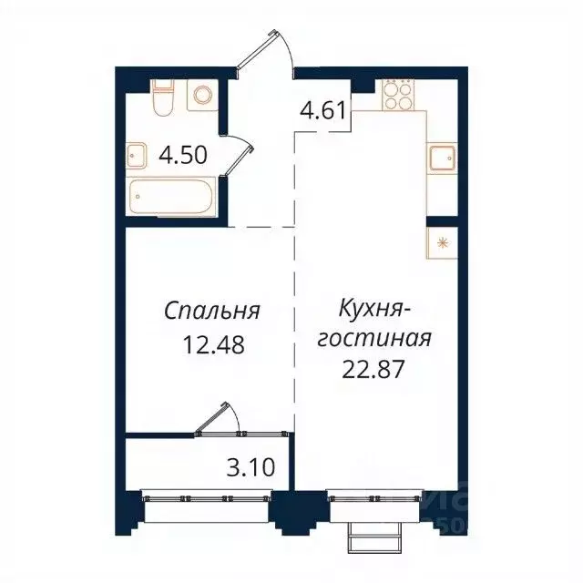 1-к кв. Иркутская область, Иркутск Байкальская ул., 246Б (47.3 м) - Фото 1
