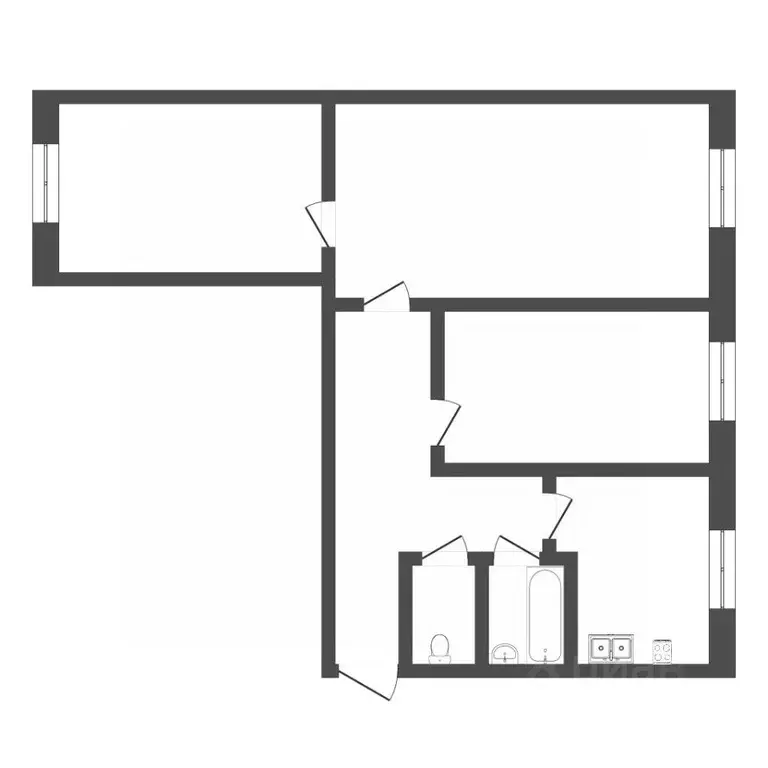 3-к кв. Тюменская область, Тюмень Мельничная ул., 10 (50.2 м) - Фото 1
