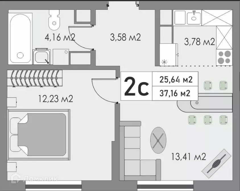 Продаётся 1-к квартира, 37.16 м - Фото 0