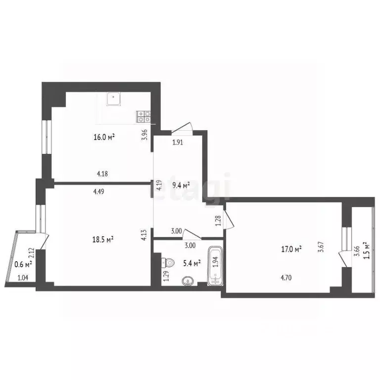 2-к кв. Калининградская область, Калининград Автомобильная ул., 19 ... - Фото 1