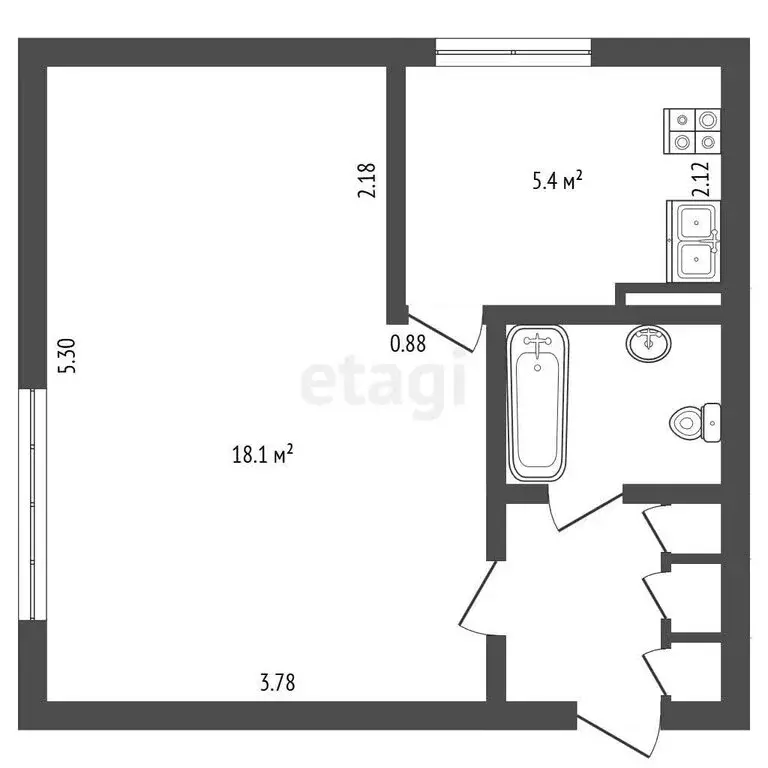 1-комнатная квартира: Санкт-Петербург, улица Червонного Казачества, 18 ... - Фото 1