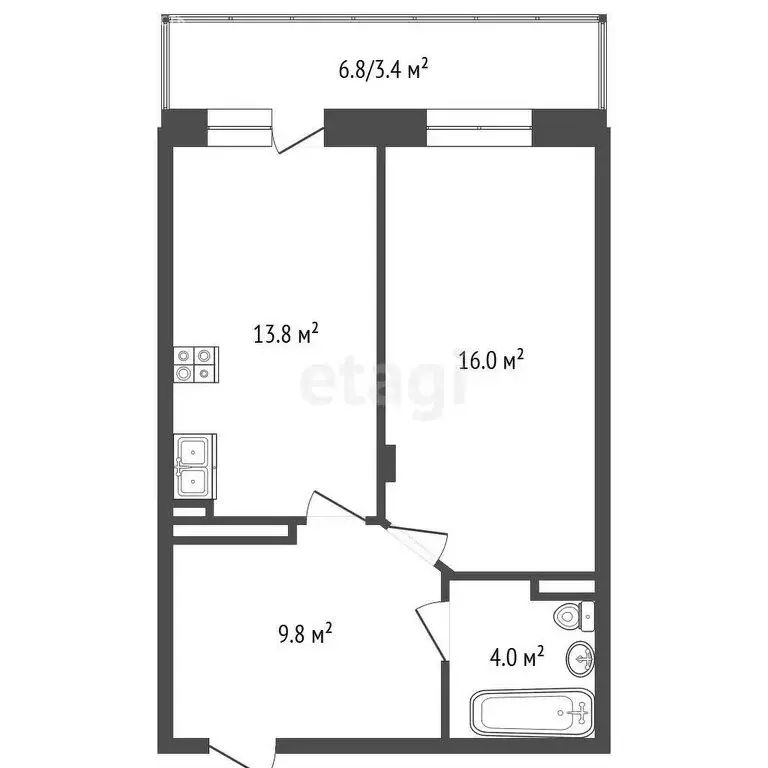 1-комнатная квартира: Чита, улица Кирова, 39 (43.5 м) - Фото 0