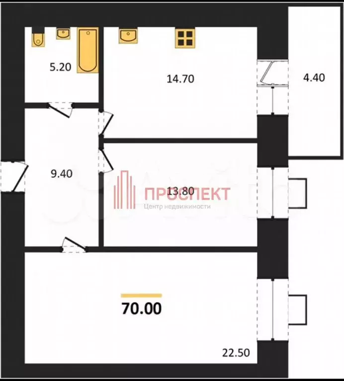 2-к. квартира, 70 м, 7/17 эт. - Фото 0