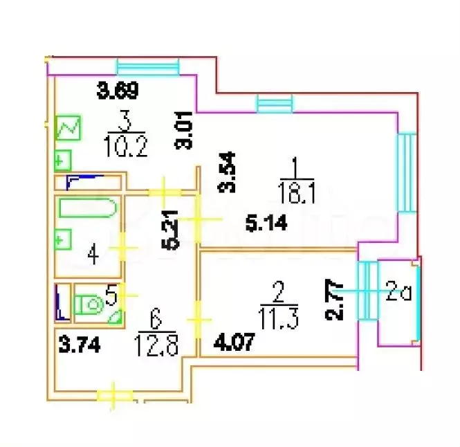 2-к. квартира, 60 м, 4/25 эт. - Фото 0