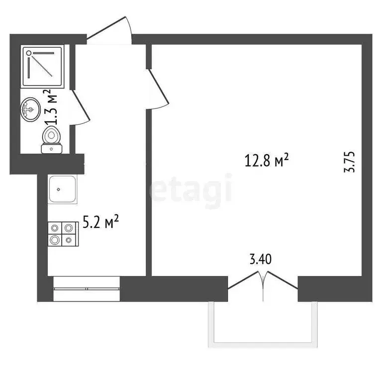1-комнатная квартира: Ялта, улица Тренёва, 3 (20 м) - Фото 0