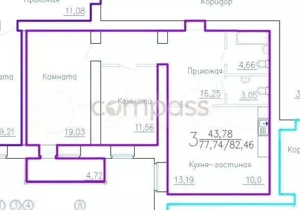 2-к. квартира, 78,3 м, 14/16 эт. - Фото 0