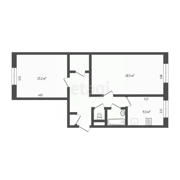 2-к кв. Ямало-Ненецкий АО, Новый Уренгой Железнодорожная ул., 4 (58.1 ... - Фото 2