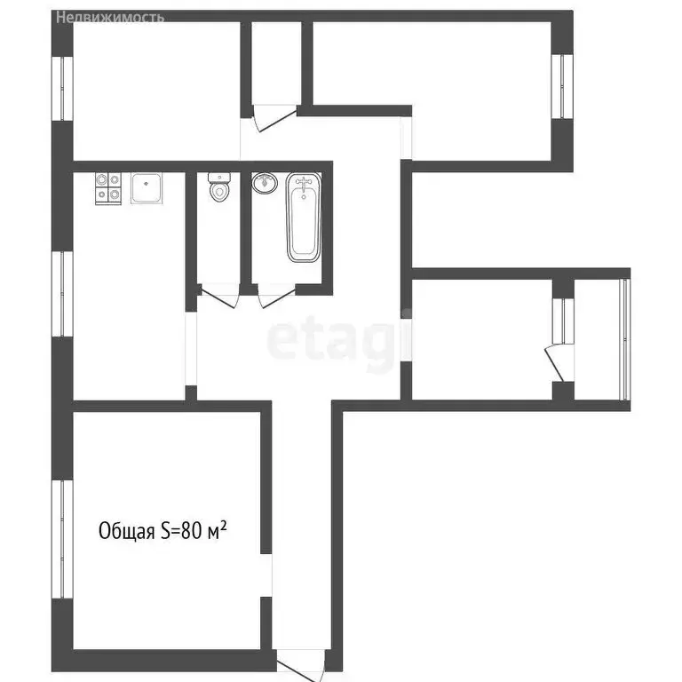 4-комнатная квартира: Киселёвск, улица Мира, 32 (80 м) - Фото 0