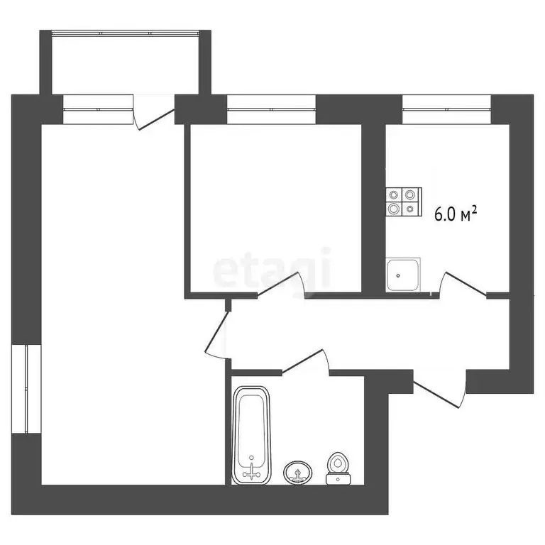 2-комнатная квартира: Выкса, улица 11-й Годовщины Октября, 1 (40.3 м) - Фото 0
