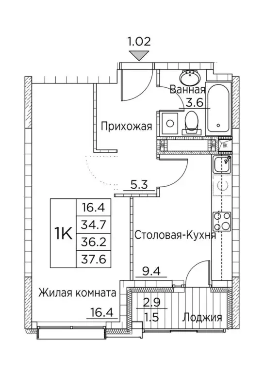 1-к кв. Приморский край, Владивосток ул. Расула Гамзатова, 7к2 (37.6 ... - Фото 0