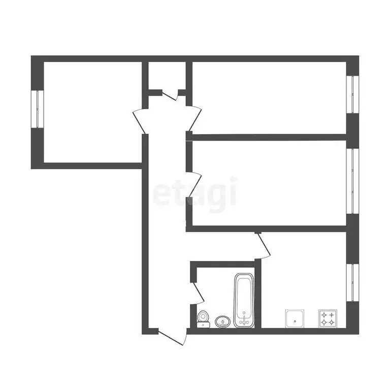 3-комнатная квартира: Пермь, улица Маяковского, 44 (43.1 м) - Фото 0
