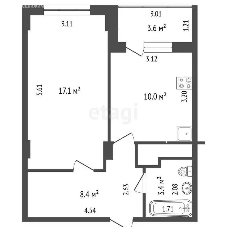 1-комнатная квартира: Анапа, улица Шевченко, 288Ак2 (42.7 м) - Фото 1