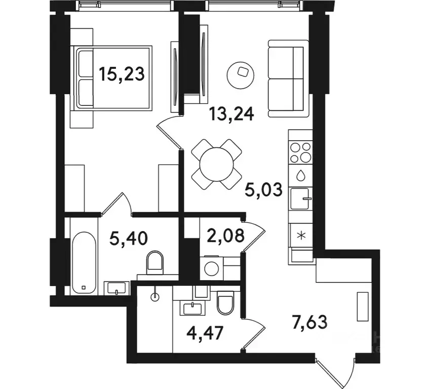 1-к кв. Москва ул. Сокольнический Вал, 2АС1 (53.08 м) - Фото 0