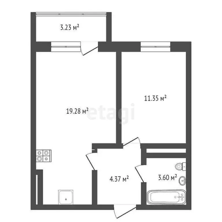 1-комнатная квартира: Тюмень, улица Тимофея Чаркова, 28 (39.6 м) - Фото 0