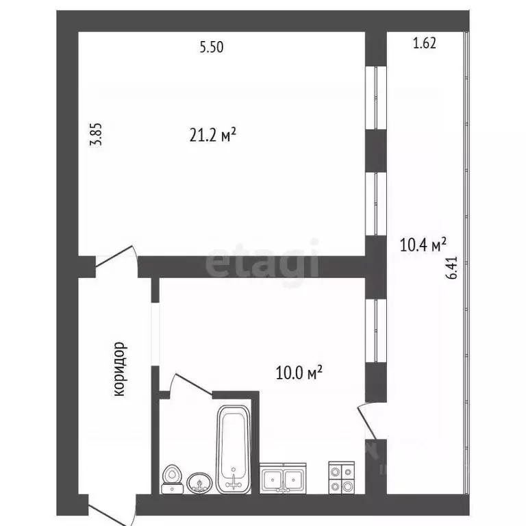 1-к кв. Севастополь ул. Матвея Воронина, 5 (54.5 м) - Фото 2